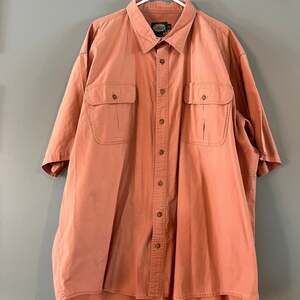 Cabela's Short Sleeve Button Down Shirt, Salmon Pink, Men's 2XL Tall